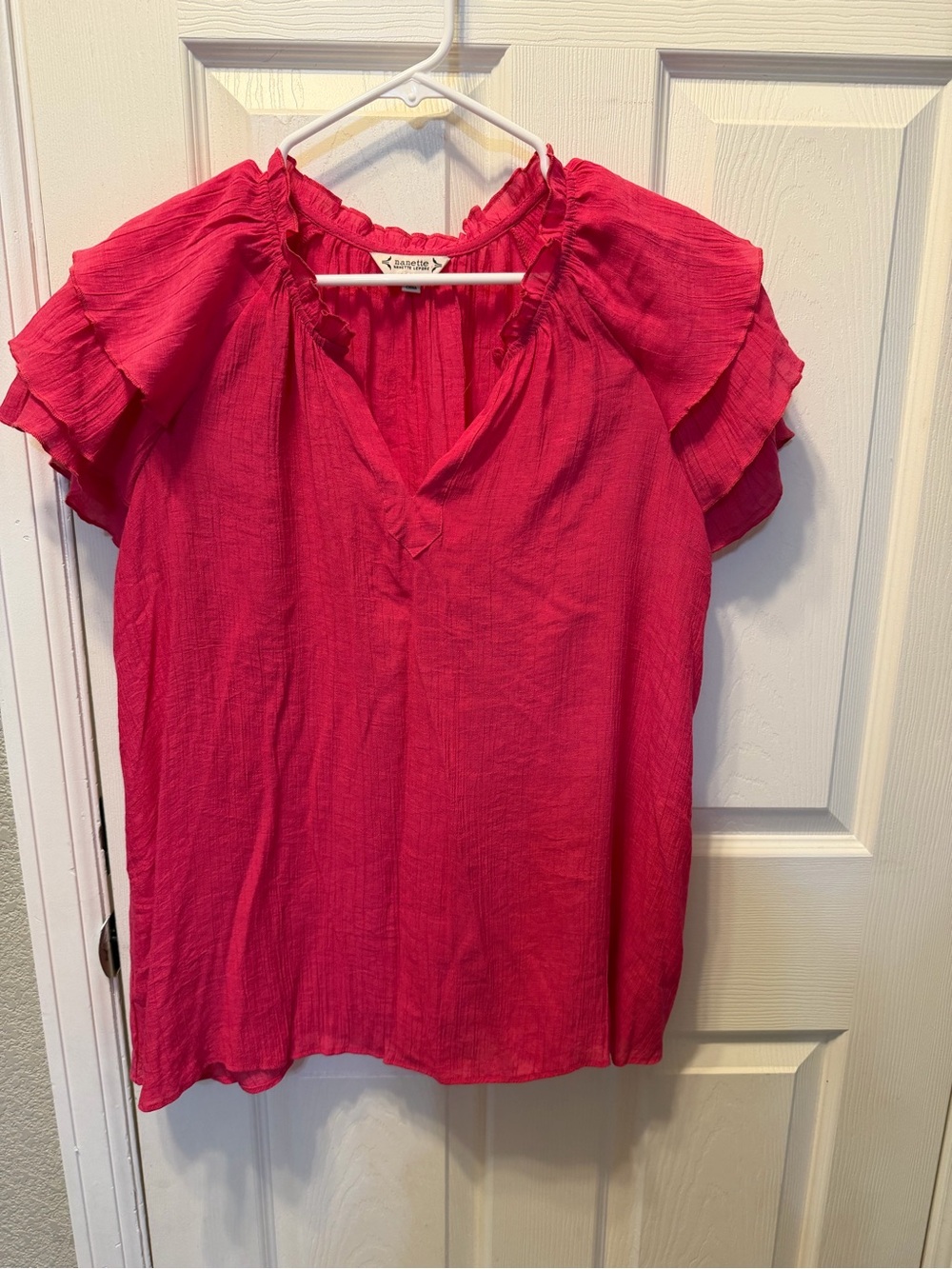Nanette Lepore Hot Pink Ruffled Sleeve Blouse